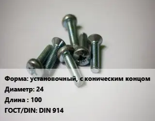 Винт установочный, с коническим концом 24х100 DIN 914
